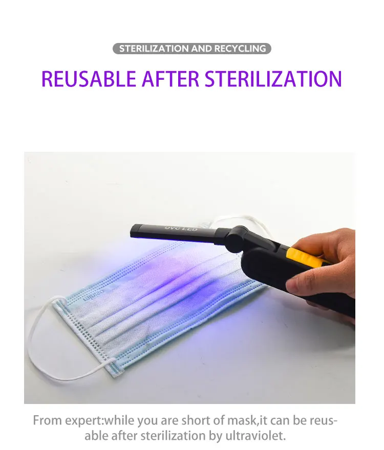 New safer sterilizer lamp Rechargeable ultraviolet lamps magnetic base 265-285nm uv disinfection lamp supplier