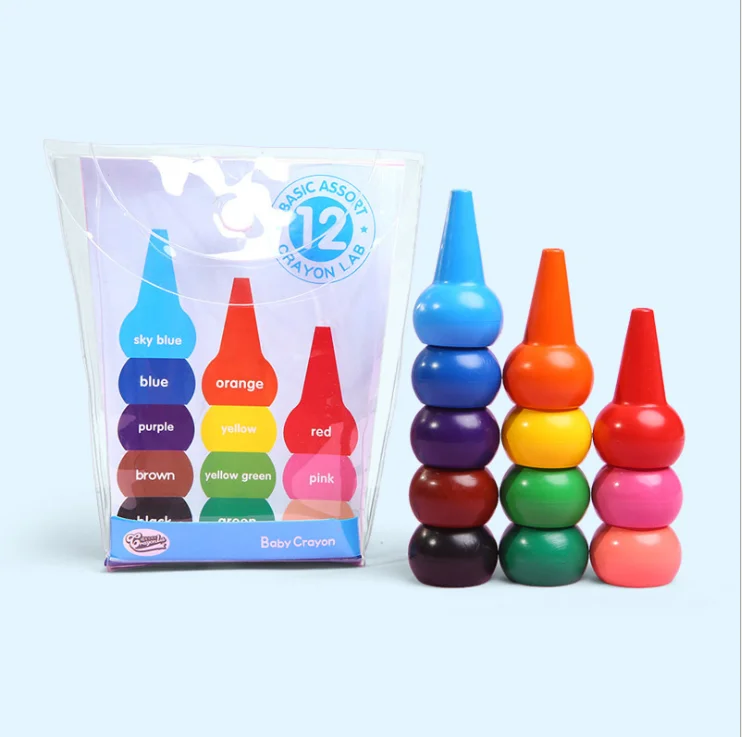 Finger Crayons for Toddlers, 12 Colors Finger Paint Palm Grip Crayons for  Babies Toddler Crayons Washable