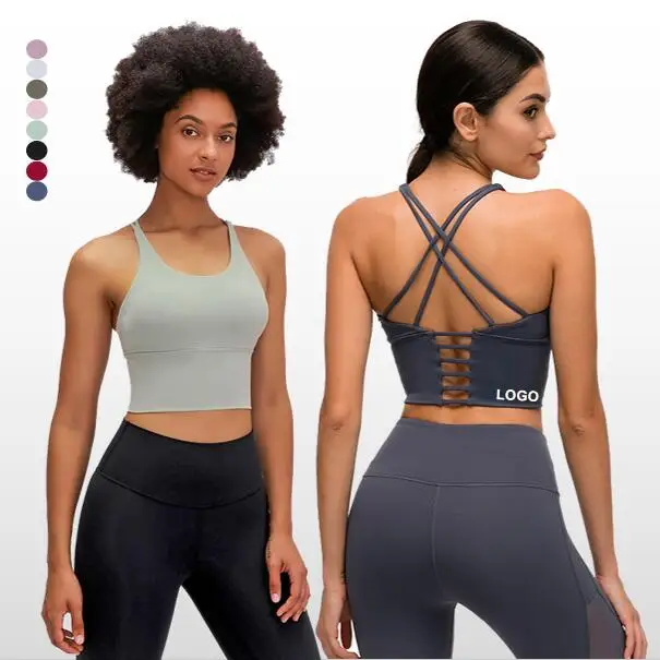 

Removable Pad Yoga Bra Tops High Impact Sports Bra Cross Back Sports Bra