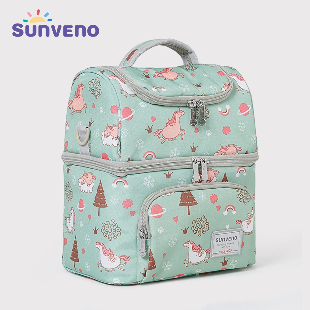 

SUNVENO Zoo Unicorn Pattern Thermal Bag for Bottles Thermo Bag Keep Fresh Insulation Bag, Pink blue