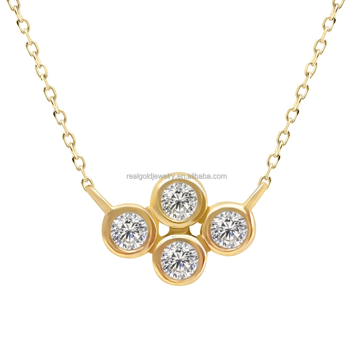 

Fine 14K Au585 Real Solid Gold Round Cut Natural Diamond /Lab Diamond/Moissanite Necklace Factory Different Gemstone Custom