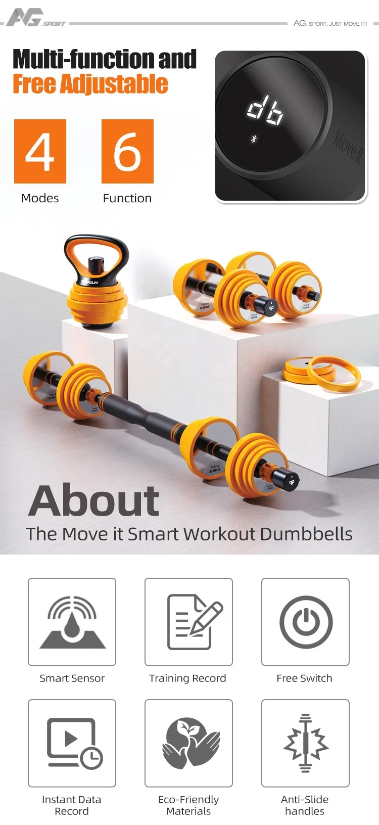 
2020 New Technology Smart Wireless Mobile App Tracking Weight Lifting Adjustable Fitness equipment dumbbell set 
