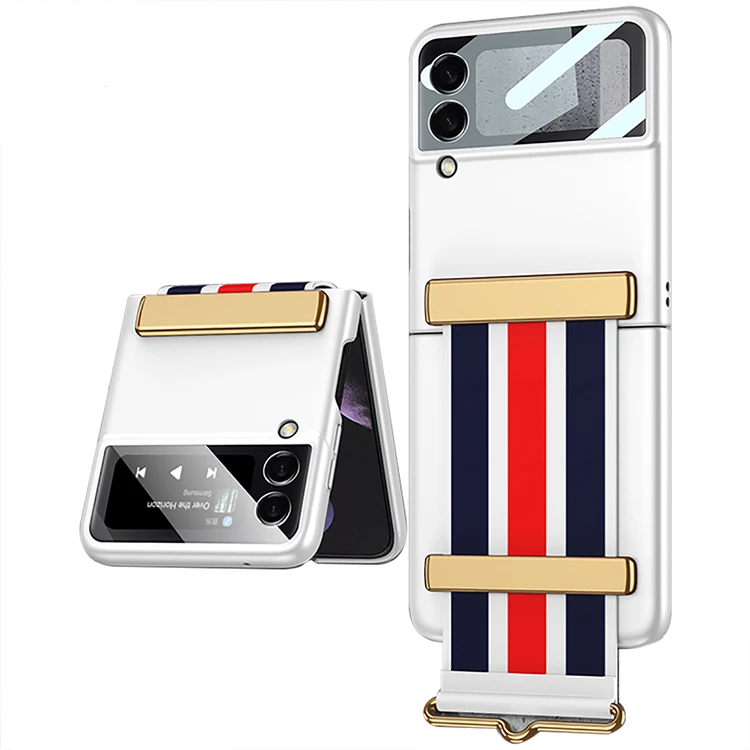 

Soft PC z fold 3 Phone Case for Samsung Galaxy Z Flip 3 case with Leather Strap