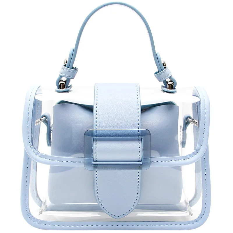 

2022 New design candy color crossbody PVC flap handbag set purse chain jelly shoulder mini transparent bag for women, Optional