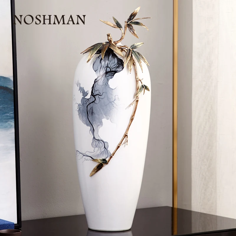 

NOSHMAN Ceramic Flower Vases For Homes Antique Traditional Chinese Enamel And White Porcelain Vase For Flowers