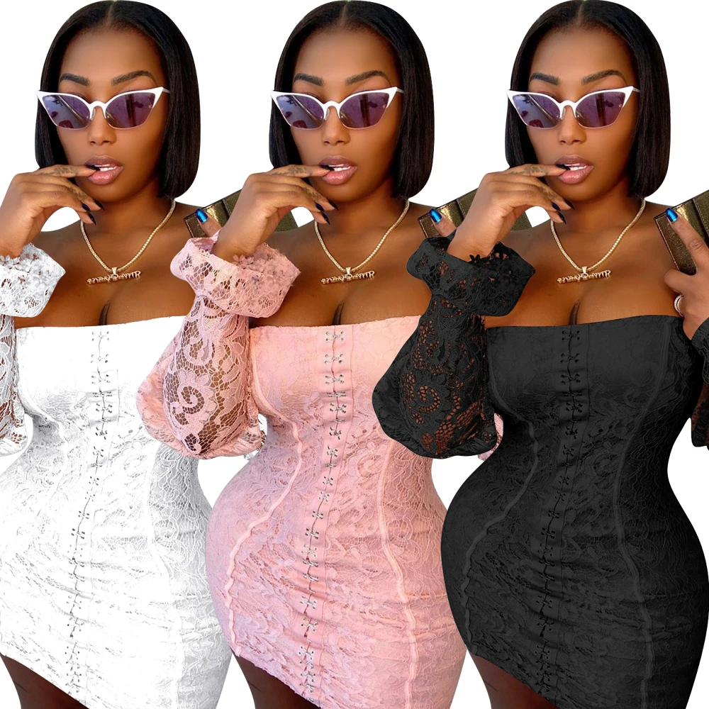 

autumn and winter new fashion hot sale women's sexy lace see-through sleeve long sleeve short casual dress, Red