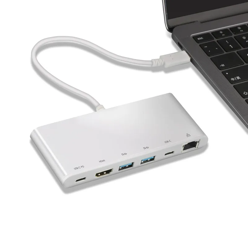 

trending products 2021 new arrivals usb type c hub port 6 in 1 usb multiport docking station usb c, White