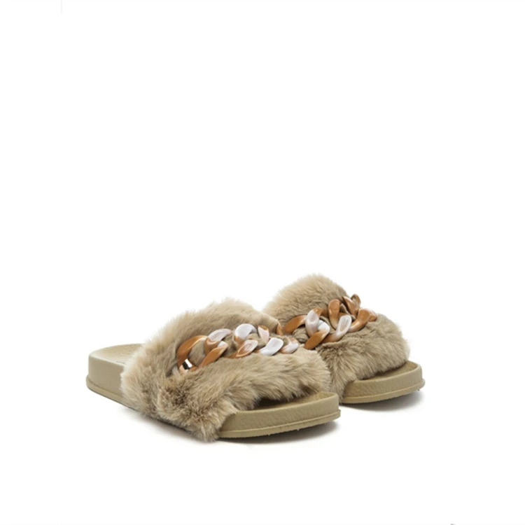 

high quality ladies slides sandals furry fur casual women's shoes fashion slippers for women and ladies purse and shoes set bags, Customized color