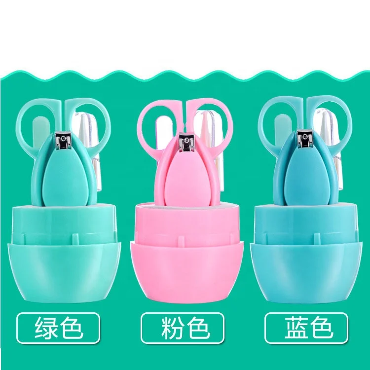 

4pcs Baby Nail Care Set Baby Healthcare Kits Infant Finger Trimmer Scissors Nail Clippers Cartoon Animal Storage Box for Travel