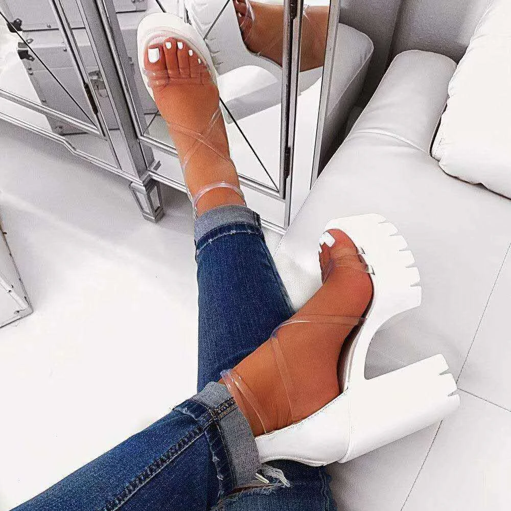 

2021 Summer Sandals Fashion Women's Shoes Ultra High Heel Waterproof Platform Sandals Plus Size Wedge Sandal