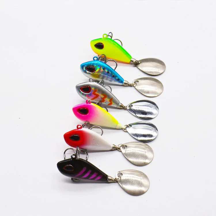 

Factory price 6g 10g 17g 25g Big 3D Eyes Mini VIB Metal Lead Spinner Bait Trout Fish Fishing Lure, 5 different color