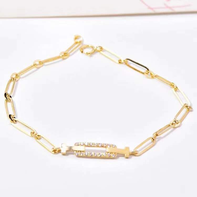 

Creative Custom Charm Cuban Chain Personalized Link 18K Gold Natural Diamond Chain Bracelet, Rose gold