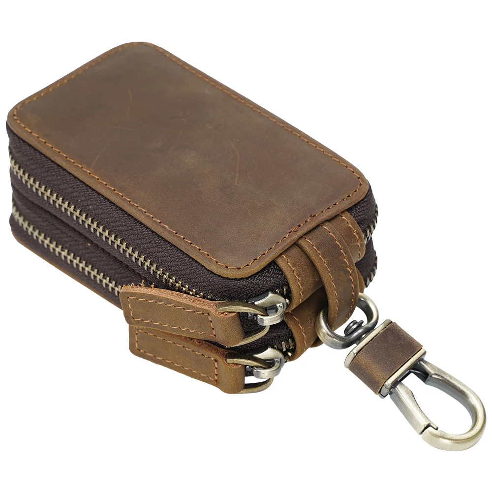 

Tiding Custom Car Key Case Genuine Leather Wallet With Key Chain Trendy Retro Key Cover Case, Dark brown