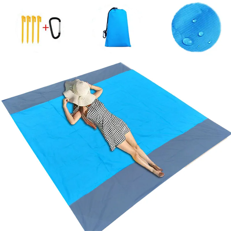 

Oversized Portable outdoor Sand proof Beach Mat picnic Beach Blanket for Travel, Camping, Hiking, Red, blue, yellow, green etc