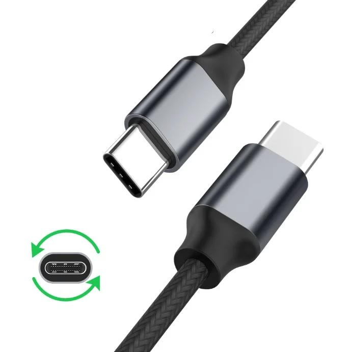 

60W 1M 3ft Nylon Braided USB C to USB-C TYPE C PD Fast Charging Cable for Macbook Laptop Huawei Samsung, Black