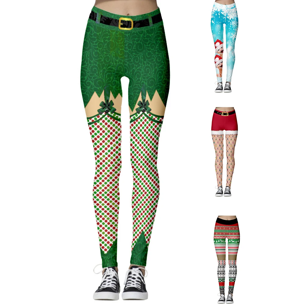 

Fashion Print Christmas Pants High Waist Seamless Tight Sports Yoga Pants Women Fall Trousers Plus Size Leggings for Women