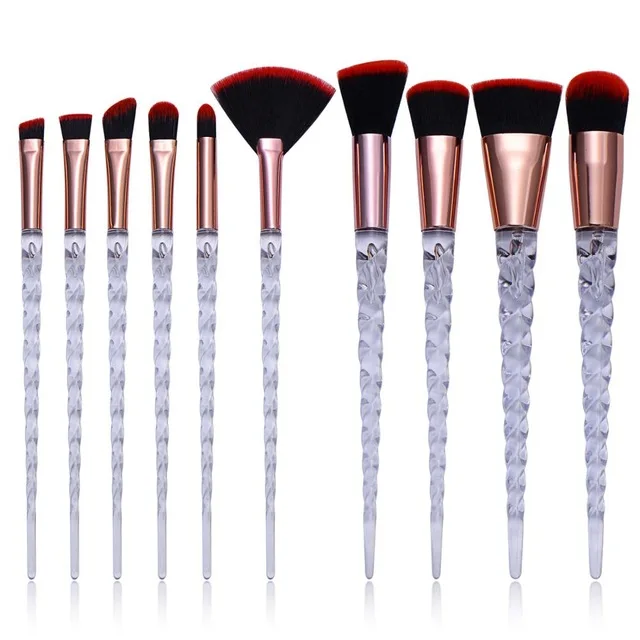 

10PCS makeup brush set spiral handle liquid foundation blush eye shadow concealer lip gloss makeup brush cosmetic beauty tools, Crystal blue