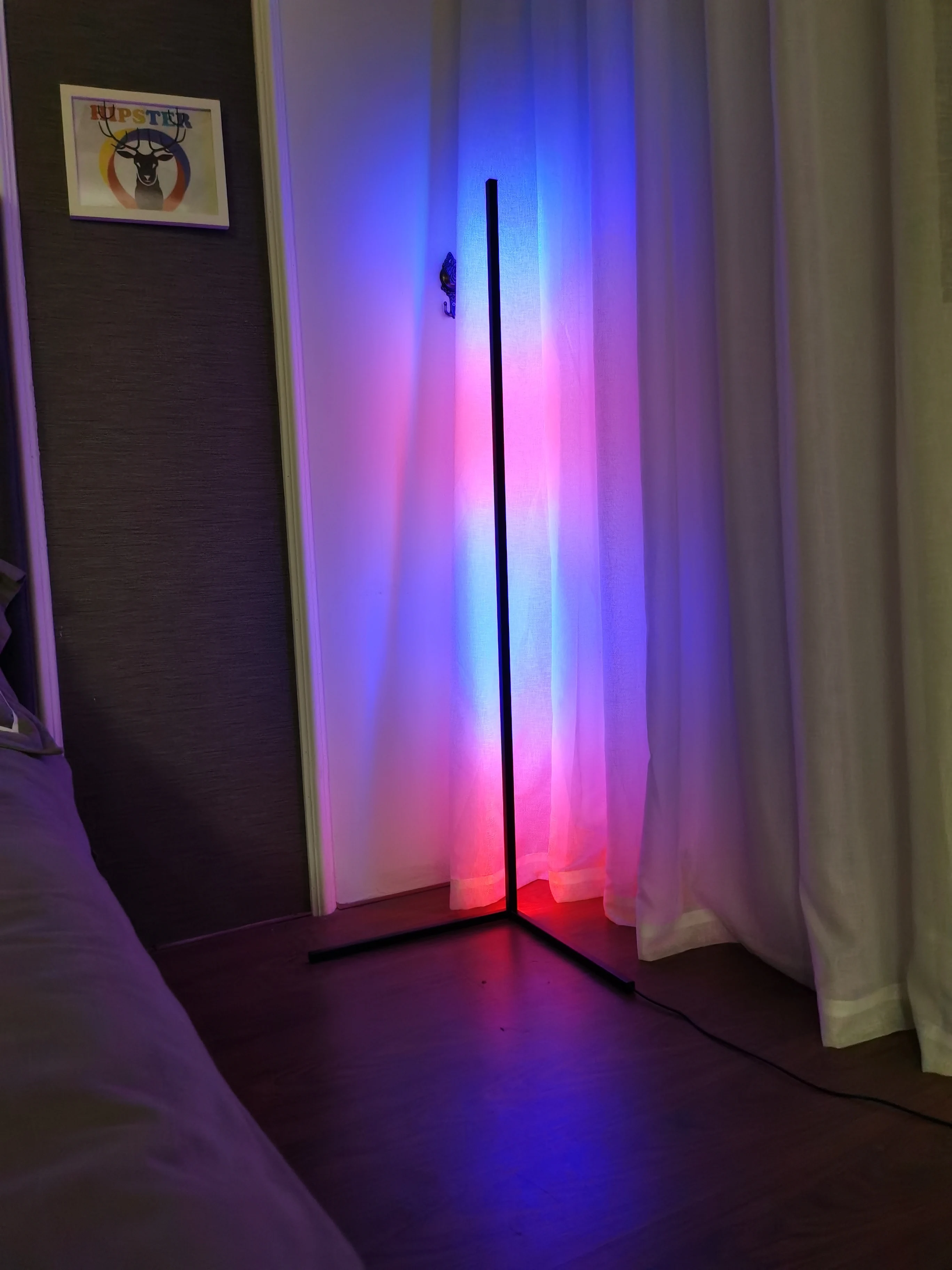 Modern bedroom nodic remote RGB color changing dimmable floor light minimal vertical led standing corner floor lamp
