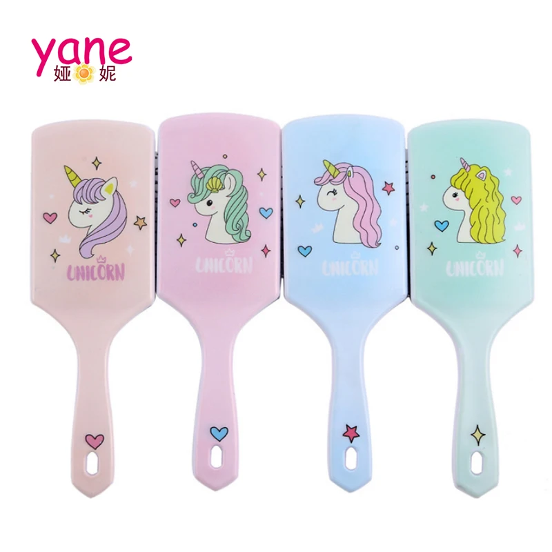 

2020 Fashion unicorn hair brush kids lovely plastic comb stock design for kids, Customized hair accessory