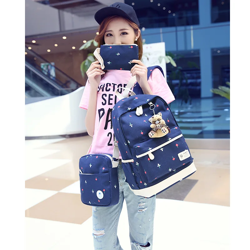 
Hot sale star pattern nice water resistant 3 pieces student shoulders bag back to school bags backpack set for girl 