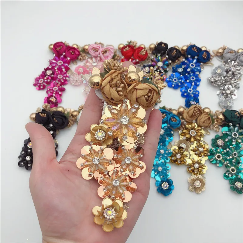 

custom order Handmade Fashion luxury custom Double color 3d flower patches embroidery rose lace applique