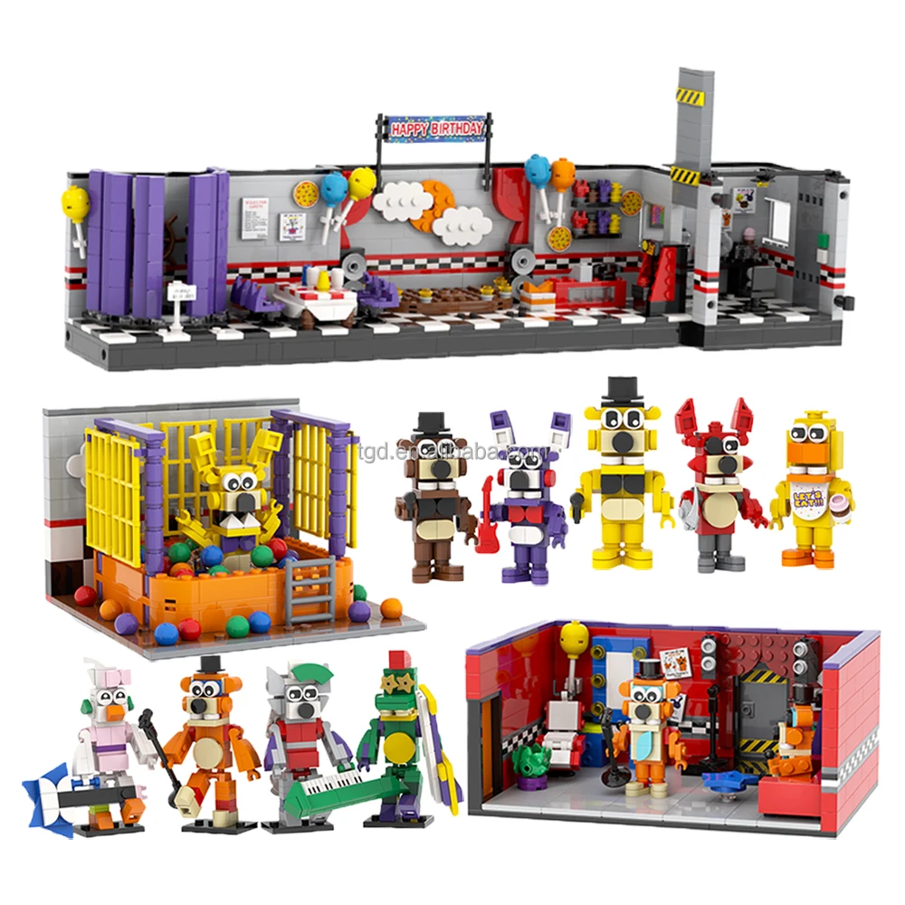 FNAF Peluches Plush Freddy Foxy Figures Building Block Sets Diy Kits MOC Bricks Set Kids Toys Mould king MOC1266-MOC1566