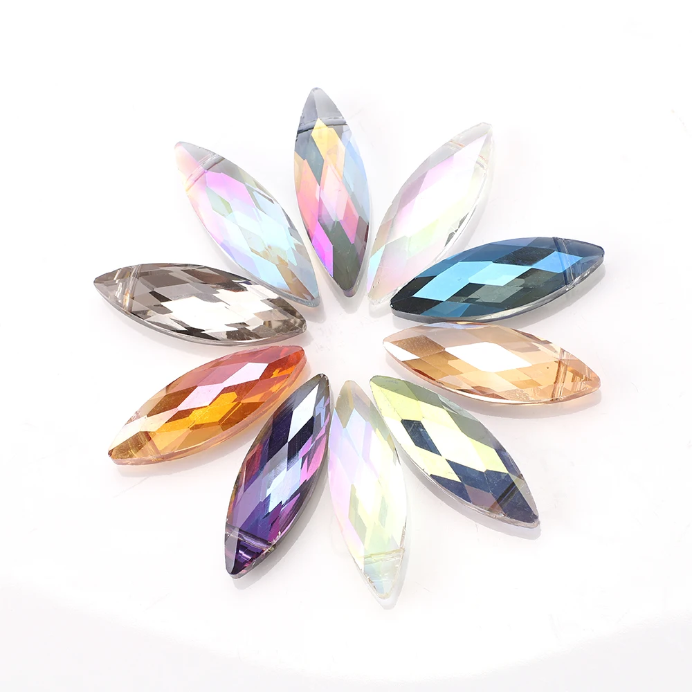 

Zhubi  Marquise Glass Beads Various Colored Pointed Leaf Chandelier Crystal Beads For Jewelry Making Handmade Charms, Multi color