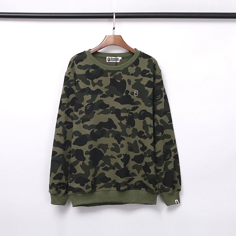 

Wholesale Price High Quality BAxp Classic Animal Head Front Embroidery Cotton Wool Circle Camouflage Crewneck Sweatshirt with, As picture show