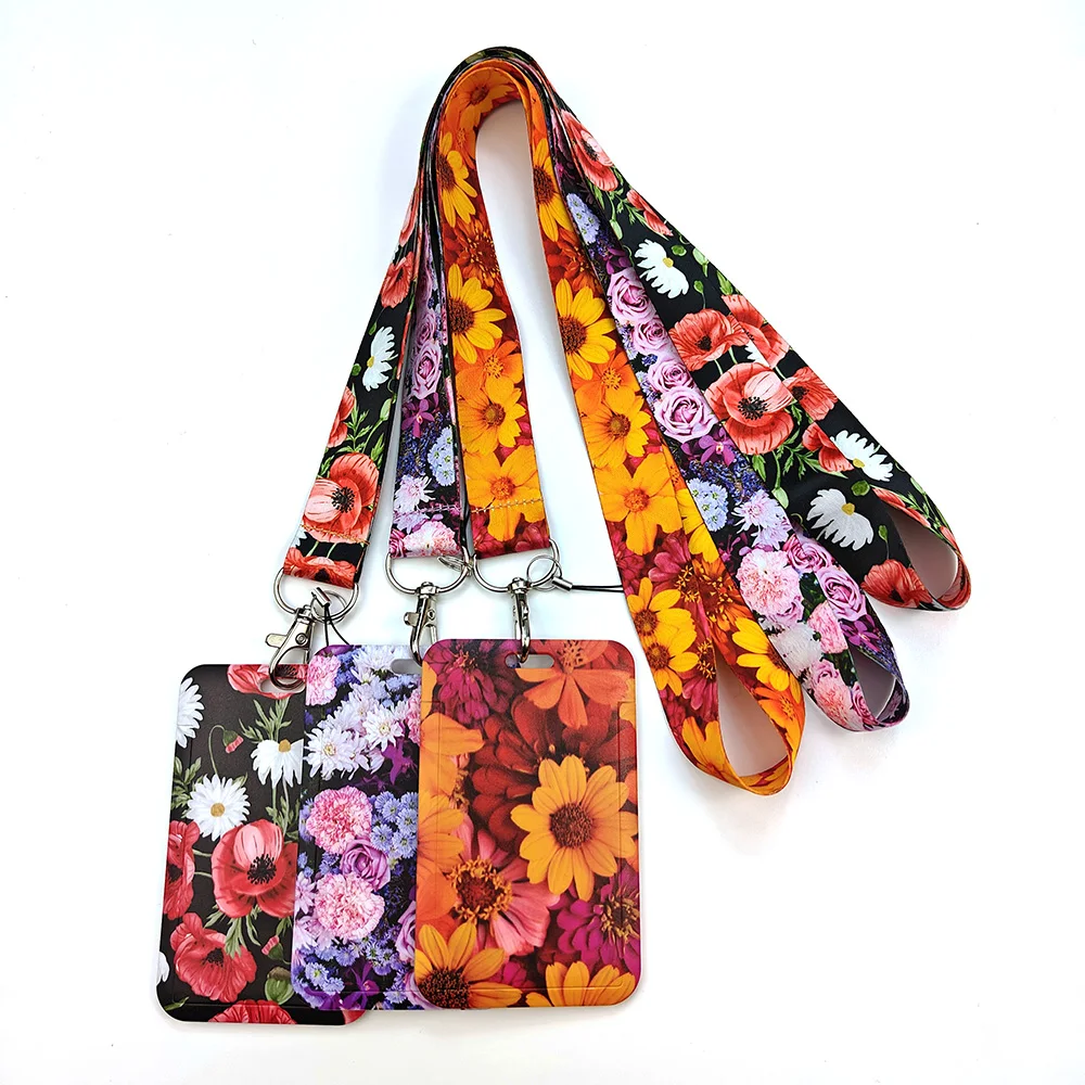 

Custom Flower Vertical ID Badge Holder with Metal Clip for Women Nurse Office Worker