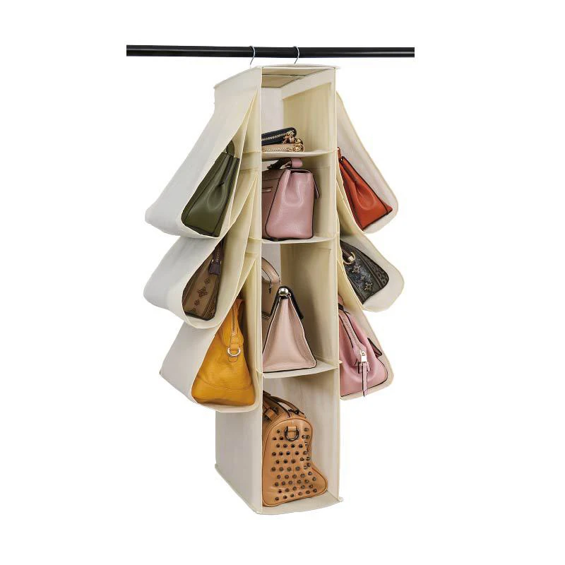 

Non-woven 4 Shelf 6 Pocket Hanging Handbag Organizer Collapsible Clothing Holder Handbag Storage Organizer with Hook