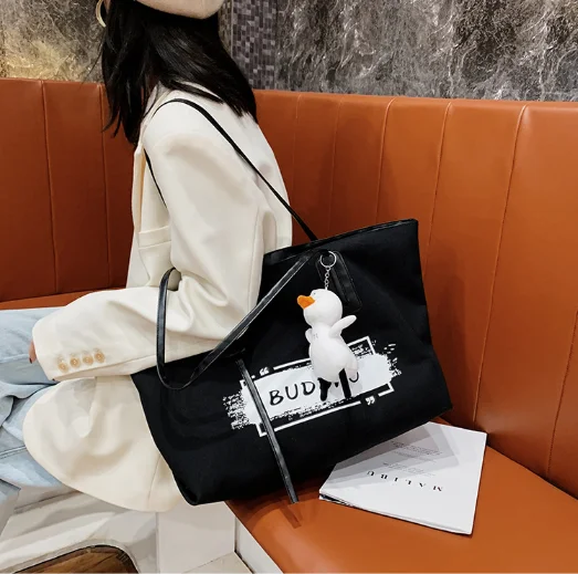 

Fashionable casual scrawl canvas bag shoulder bag large capacity handbag, Customized color