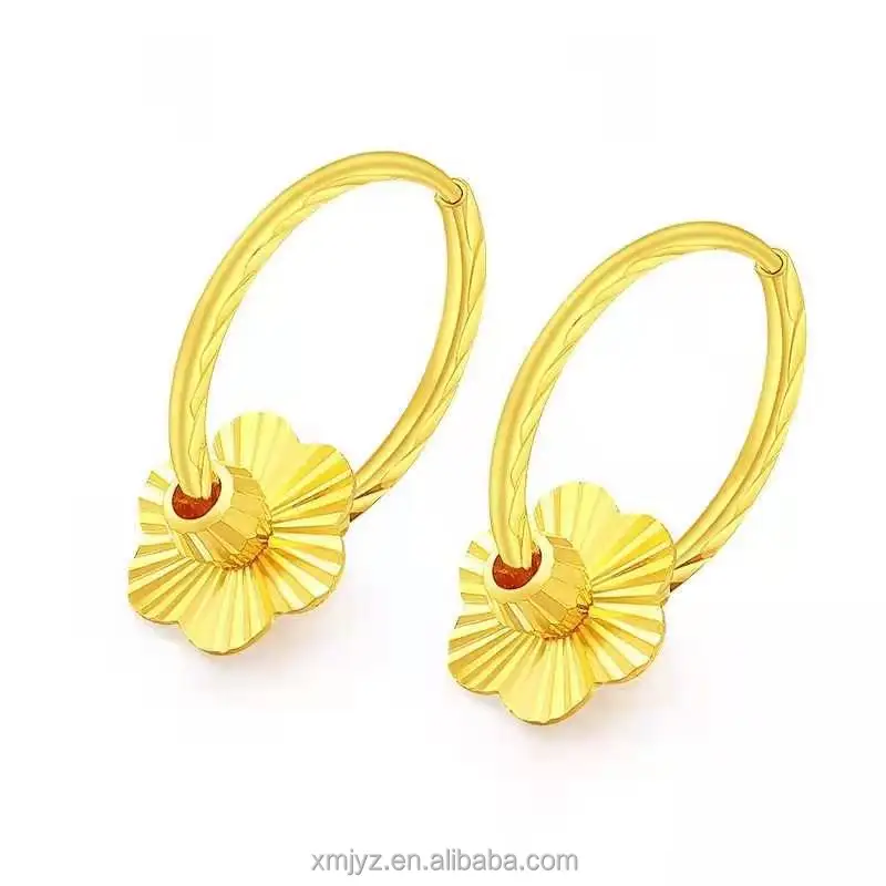 

Vietnam Shajin Plum Blossom Earrings Brass Gold Plated Glossy Gold Plum Blossom Transfer Bead Earrings Fashion Women'S Earrings
