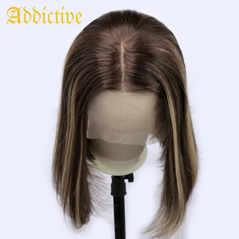 

Addictive Bob Wigs Human Hair Lace Front Unprocessed Brazilian Human Hair Highlight 4/27# Lace Front 13x4 Short Colored Bob Wig