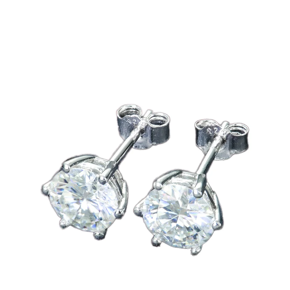 Xingyue Wholesale 1.0ct 6.5mm 925 Silver Pass Diamond Tester Studs Vvs Round Mossanite Moissanites Earrings with Gra Certificate