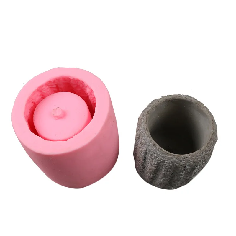 

Retro flower pot silicone mold potted gypsum cement clay resin mold, Pink