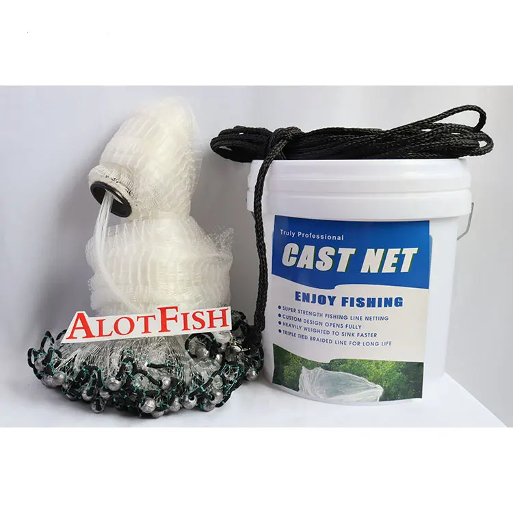 

Most Popular 10ft Cast Net Drawstring Casting Net Hand Throwing Net, White