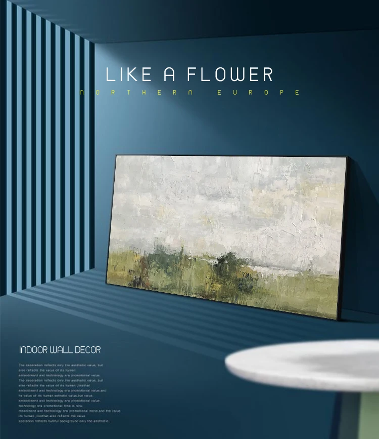 Decorative Silver Foil Abstract Canvas Wall Art Landscape Oil Painting for Home Decor
