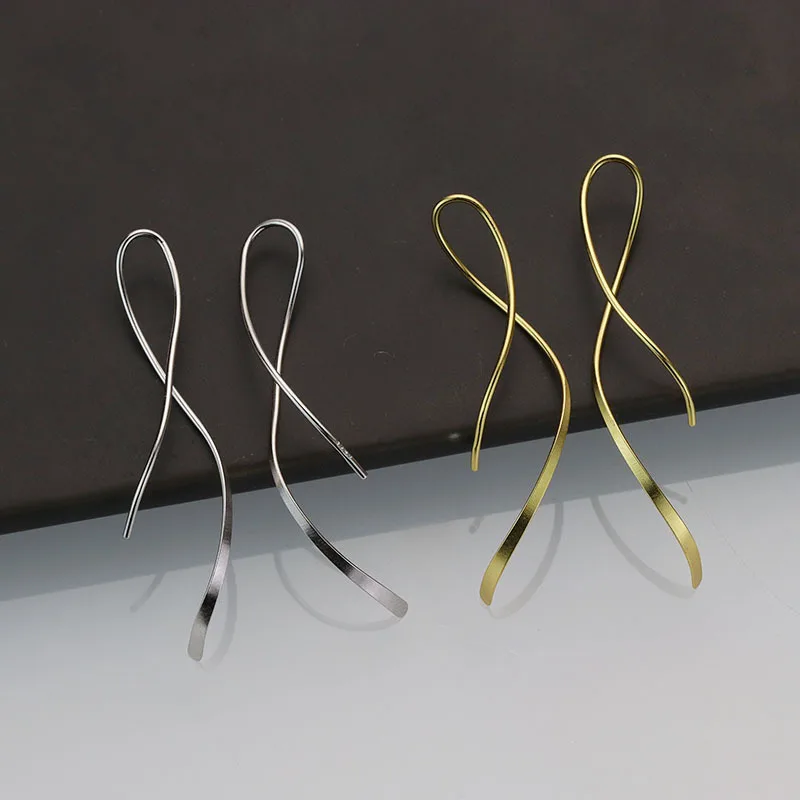 NEW Fashion Jewelry 925 Sterling Silver Irregular Geometric Wavy Curve Lines Earrings Women 925 Silver Earring Piercing Jewelry