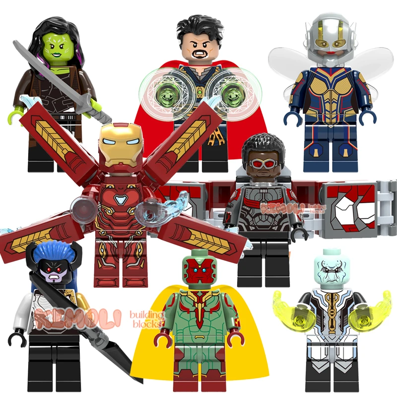 

X0187 Super Heroes lron Gamora Doctor Strange Wasp Vision Falcon Ebony Maw Man Building Block Figure Kids Collect Plastic Toy