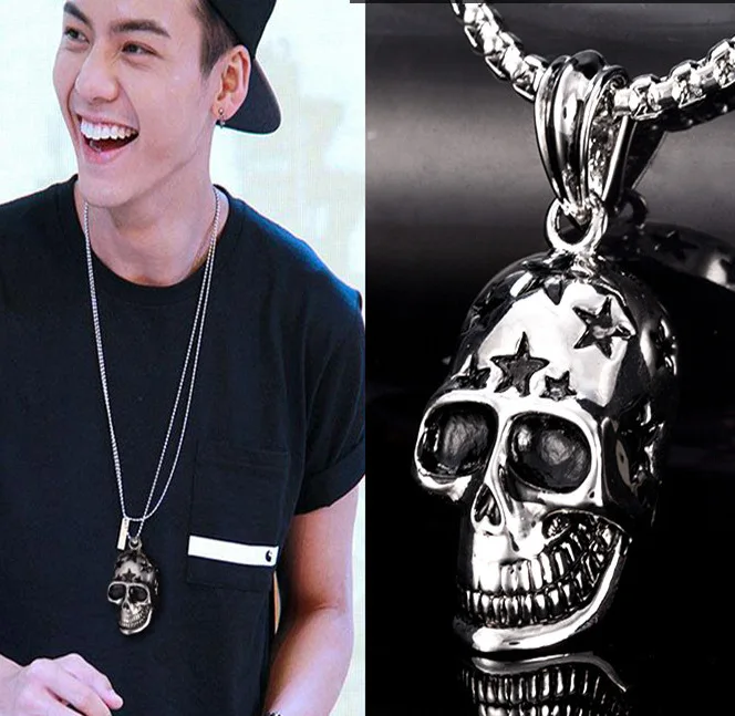 

new product ideas 2022 domineering star skull necklace men's statement ghost head pendant punk accessories
