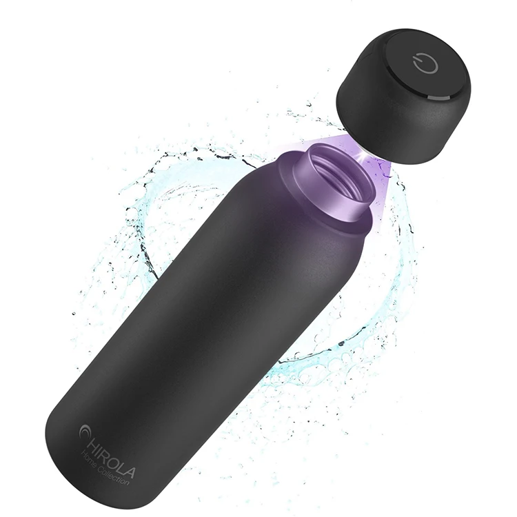 

Led Stainless Steel Self Cleaning Portable Carbon Filter Bpa Free Led to Sterilize Uv C Light Uv Water Bottle W Logo, Customized colors acceptable