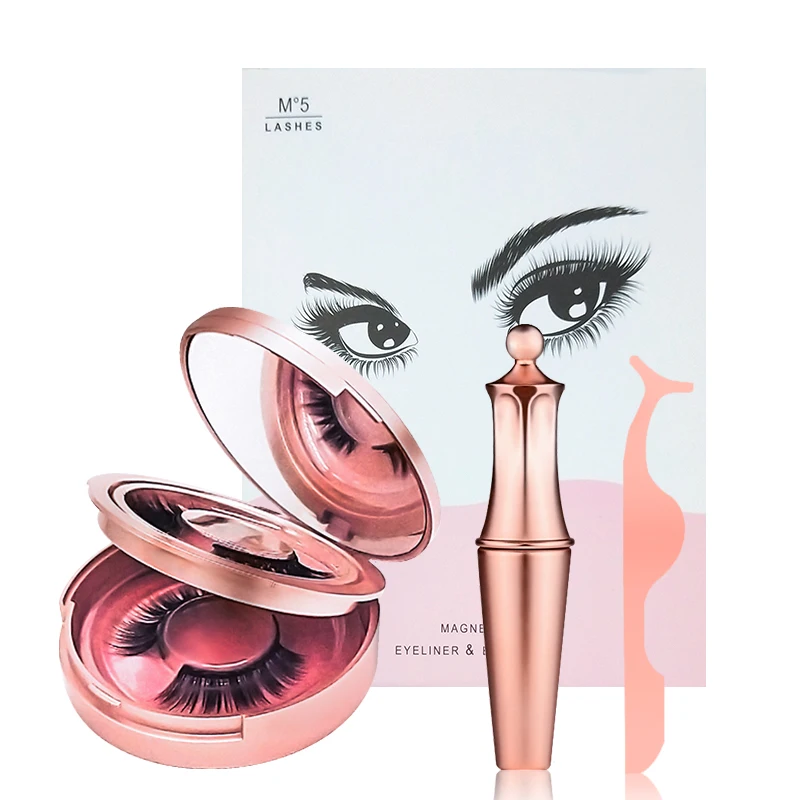 

Custom Handmade Natural 3D Magnetic Eyelashes and silk strip Magnetic Mink Eye lashes with Eyeliner fake eyelashes, Natural black