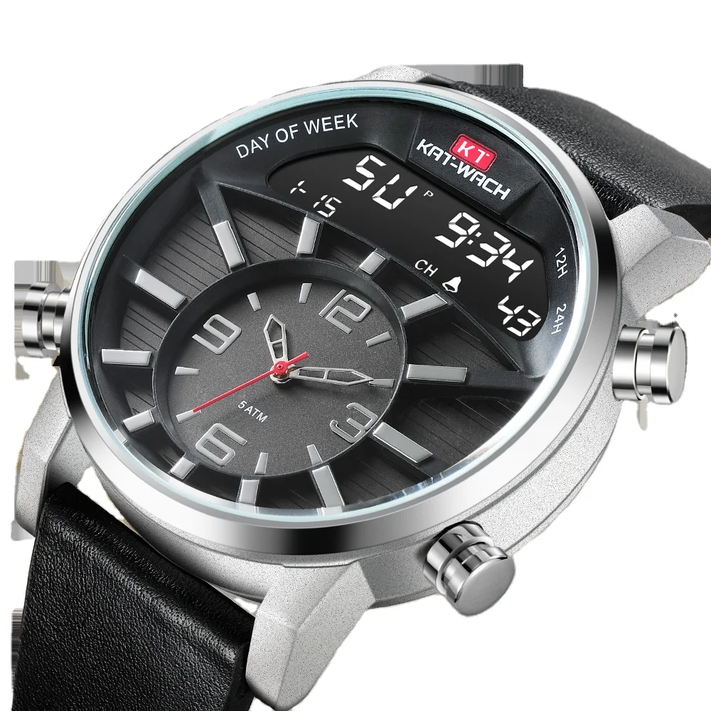 

KT1819 Mens Luxury Sports Watches Brown Leather Military Waterproof Watch for Men