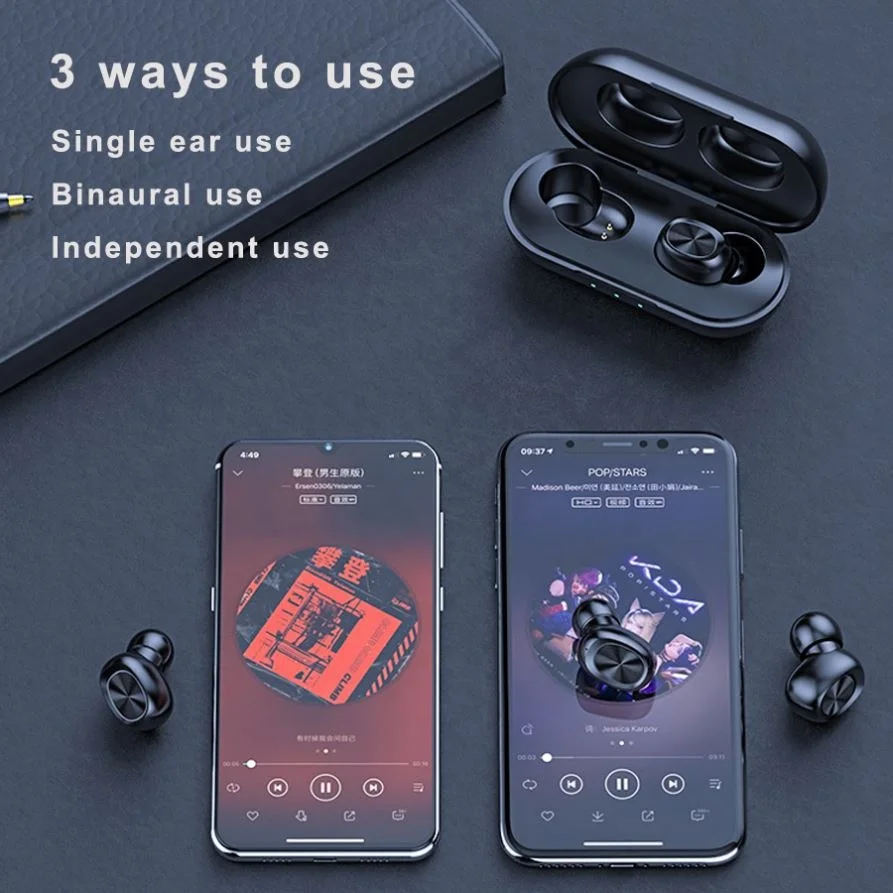 

B5 Tws 5.0 Bt Wireless Earphone Sport Earbuds Touch Control 9D Stereo Ear Pods Bass Handsfree Headset, Black