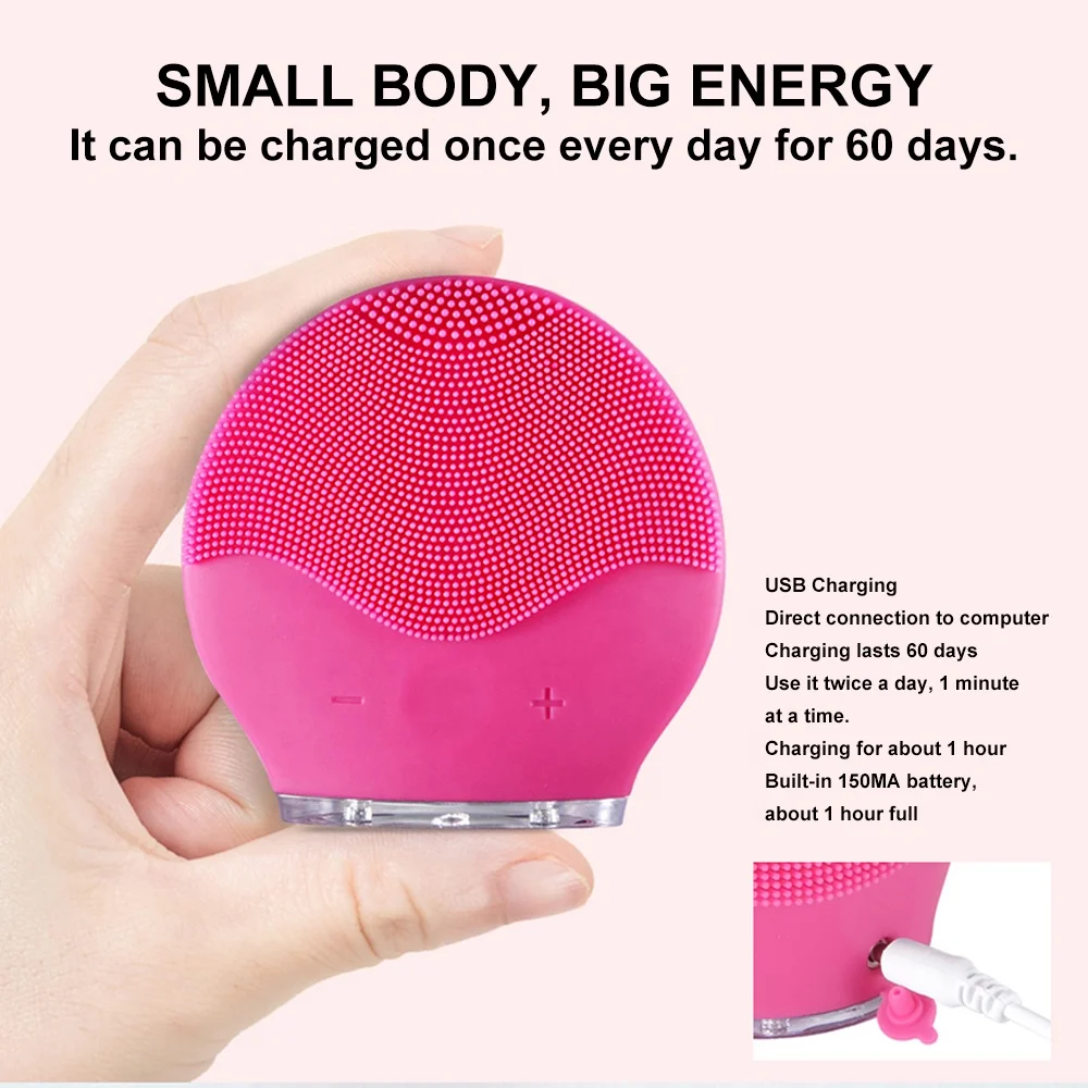 
Electric Mini Facial Cleansing Massager Brush For Wash Face Cleanser Machine Deep Clean Silicone Cleaner Massage Device 