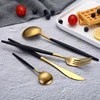 Stainless Steel Forks And Knife And Spoon Kitchenware Set Flatware Gold Plated