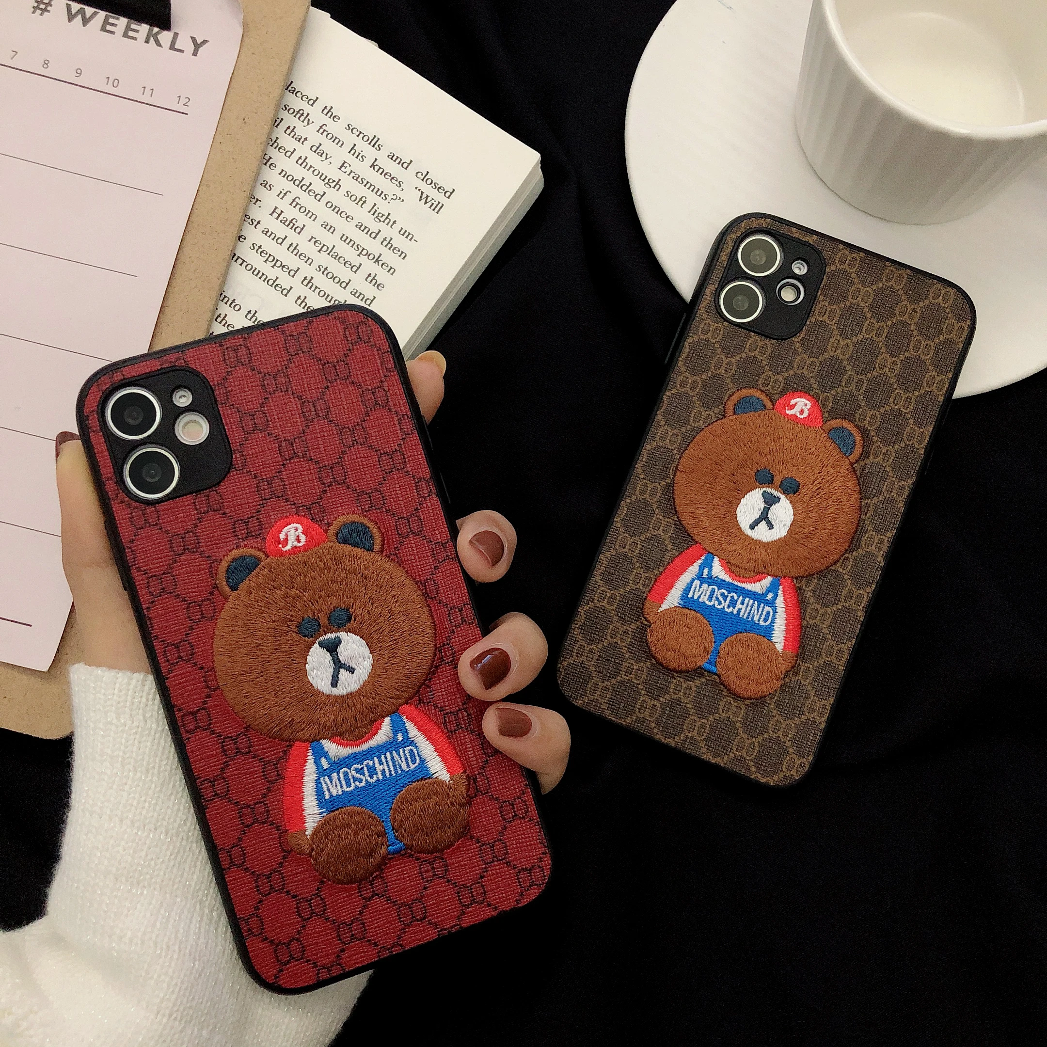 

Cute Embroidery Bear Phone case For Iphone 12promax 11promax