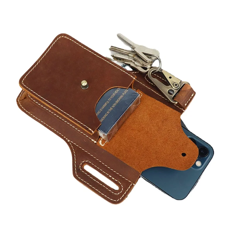 

Dropshipping Carzy Horse Leather Waist Bag Fanny Pack Custom Men Waist Bags For Outdoor, Coffee,dark coffee