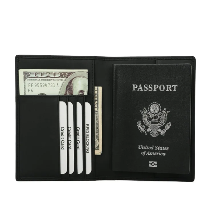 

Logo Custom RFID Blocking Passport Holder Passport Case Travel Wallet Mens, 4 colors