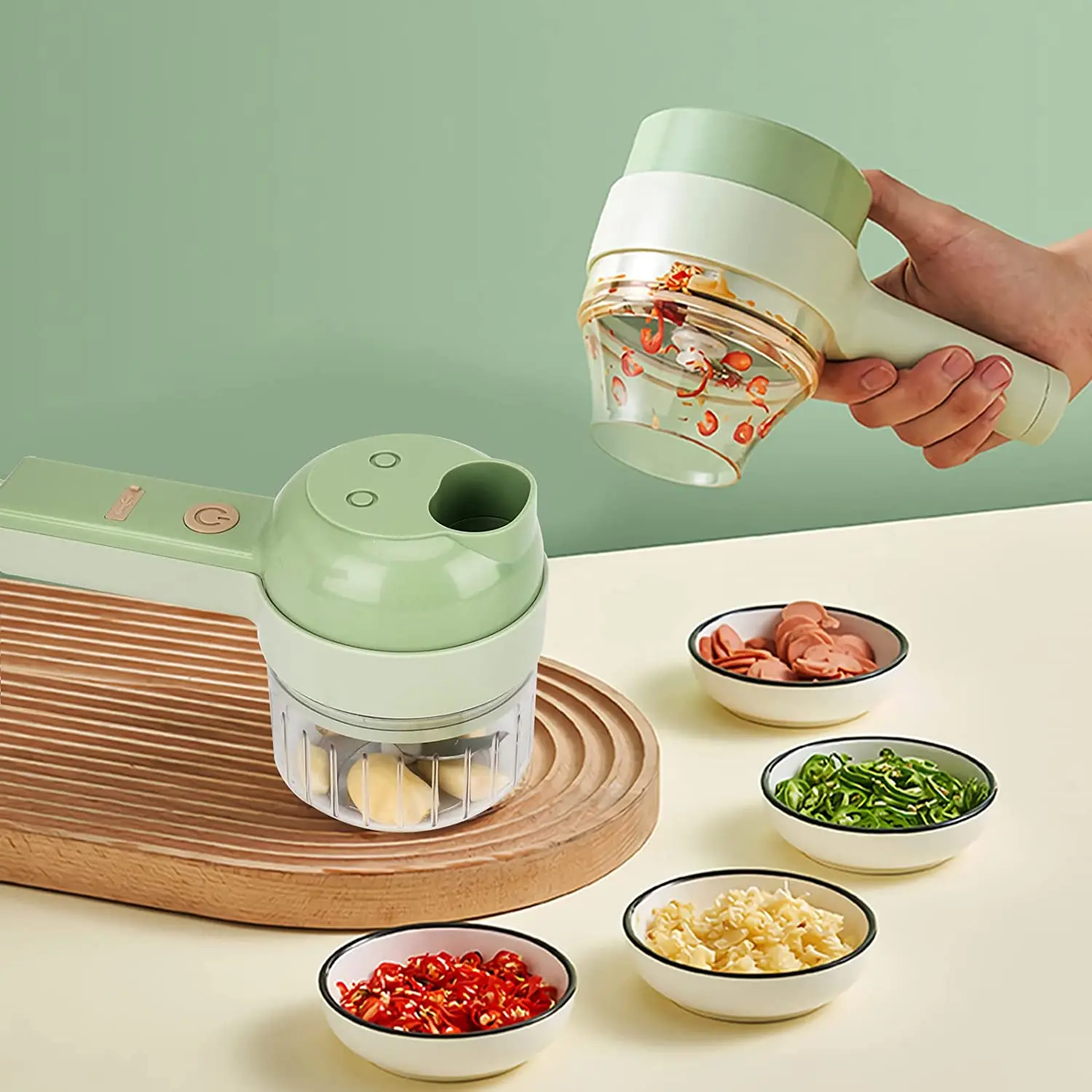 

2022 Amazon Hot 4 in 1 Handheld Electric Vegetable Cutter Set Multifunctional Vegetable Cutter Mandolin Vegetable Cutter Chopper